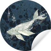 WallCircle - Muurstickers - Behangcirkel - Illustratie van een walvis in het water - ⌀ 120 cm - Muurcirkel - Zelfklevend - Ronde Behangsticker XXL
