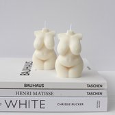 Kaarsen - decoratieve kaarsen SET van 2 - curvy - body kaars - lichaam kaars - vrouwen torso - Enya - wit