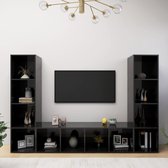 Decoways - Tv-meubelen 3 st 142,5x35x36,5 cm spaanplaat hoogglans zwart