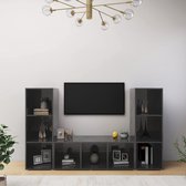 Decoways - Tv-meubelen 3 stuks 107x35x37 cm spaanplaat hoogglans grijs