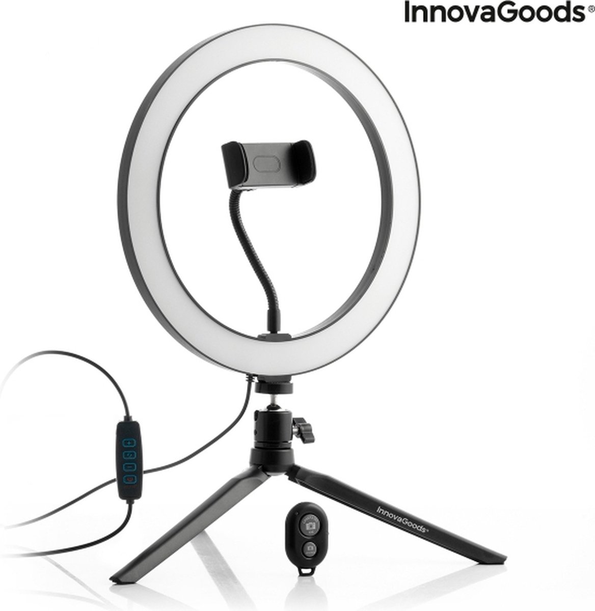 Selfie Ringlamp Met Driepoot | Met Afstandsbediening | Ideaal voor vloggen en Youtube | Innovagoods