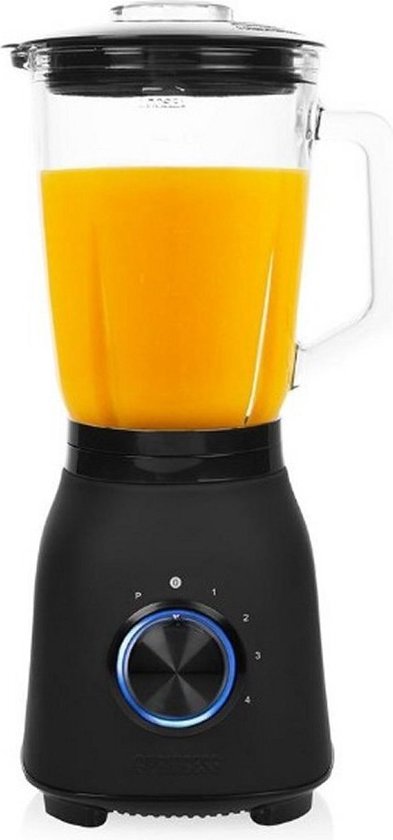 Princess 212092 Black Steel Blender 1000 – 4 Snelheden – Krachtig 1000W - 1.5 L - Glaskan
