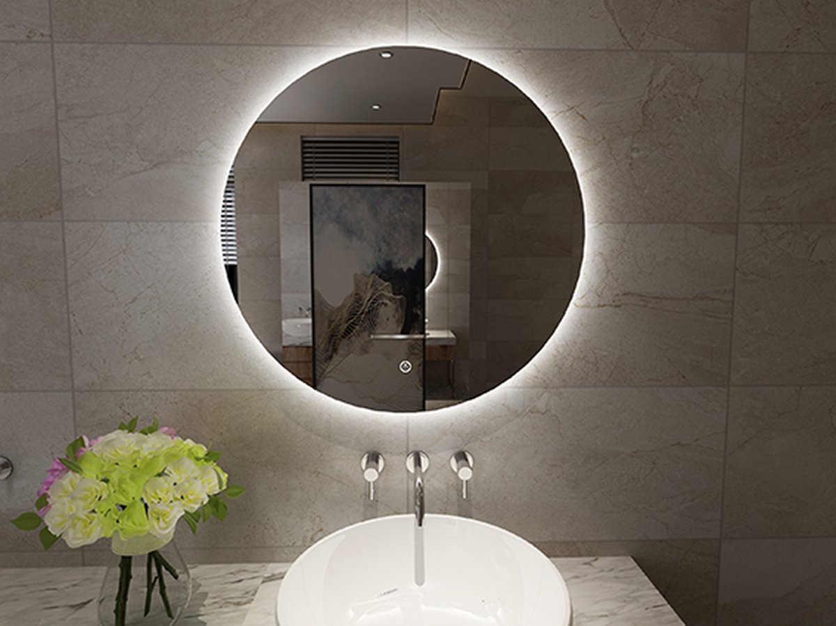 Klea Miro Condensvrije Rond Spiegel Met Indirecte LED Verlichting En Touch Schakelaar 80cm