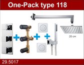 One-Pack Type 118 Inbouw Doucheset Met Thermostaat Wandarm En Platte Hoofddouche Chroom