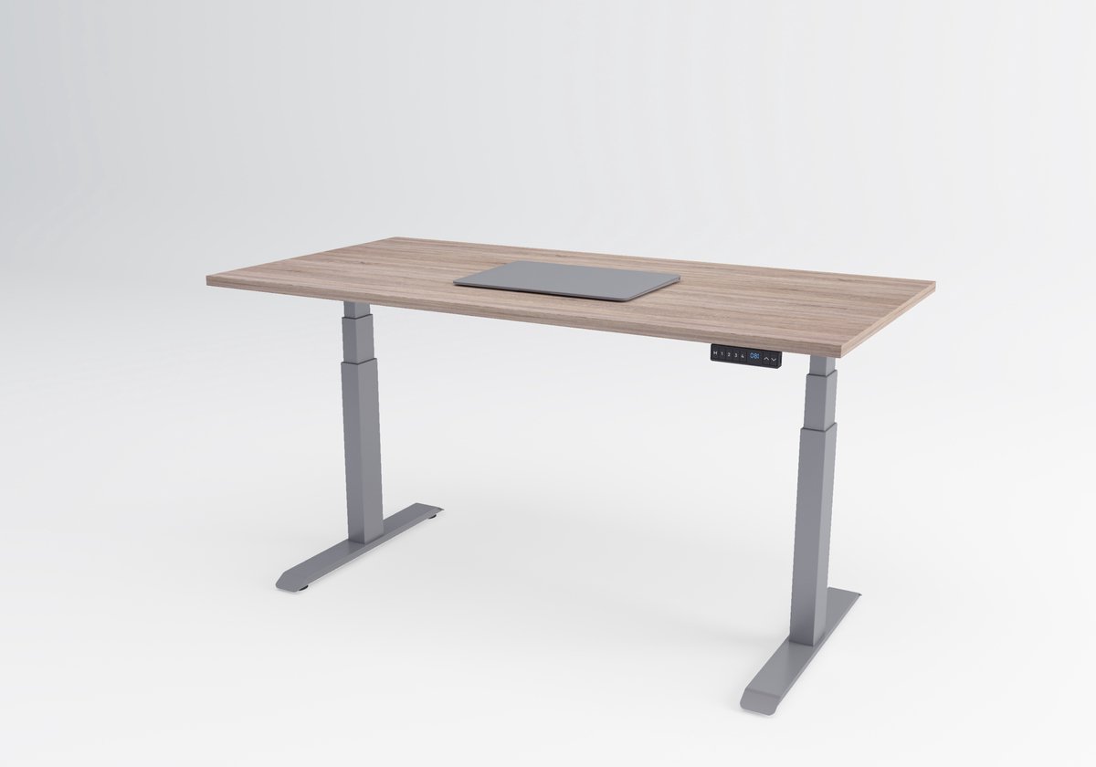 Tri-desk Premium | Elektrisch zit-sta bureau | Aluminium onderstel | Robson eiken blad | 120 x 80 cm