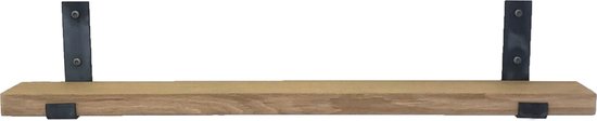 GoudmetHout Massief Eiken Wandplank - 60x10 cm - Industriële Plankdragers L-vorm Up - Staal - Zonder Coating