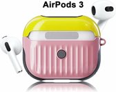 Koffer Case Cover geschikt voor geschikt voor Apple Airpods 3 - Siliconen Roze - Geel | Watchbands-shop.nl