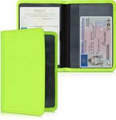 kwmobile hoes voor kentekenbewijs en rijbewijs - Hoesje met pasjeshouder in neon groen - Omslag van neopreen
