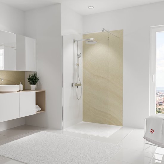 Schulte badkamer achterwand - zandsteen - 100x210 - zelf in te korten - wanddecoratie - muurdecoratie - badkamer wandpanelen - muurbekleding