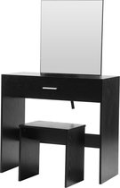furnibella - Cosmetische tafel met kruk in modern zwart design