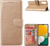 Samsung A13 Hoesje Goud - Samsung Galaxy A13 Booktype met Pasjeshouder - A13 4G book case Portemonee hoesje