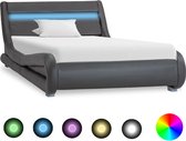 Decoways - Bedframe met LED kunstleer grijs 100x200 cm