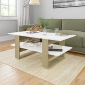 Decoways - Salontafel 110x55x42 cm spaanplaat wit en sonoma eikenkleurig