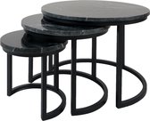 Salontafel Eloza Marmer - Set van 3 - Zwart/Zwart