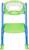 MEUBELEXPERT - verstelbare opvouwbare baby-wc-bril met met ladder beklede zitting Brede opstap blauw en groen