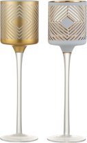 Theelichthouder | glas | goud | 7x7x (h)25 cm