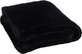 Plaid | pluche | zwart | 180x130x (h)3 cm
