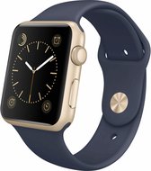 Geschikt voor Geschikt voor Apple Watch Bandje Series 1/2/3/4/5/6/7 - 42/44/45mm - Siliconen Geschikt voor Apple Watch Bandje - Midnight Blue - geschikt voor Apple Watch Sportbandj