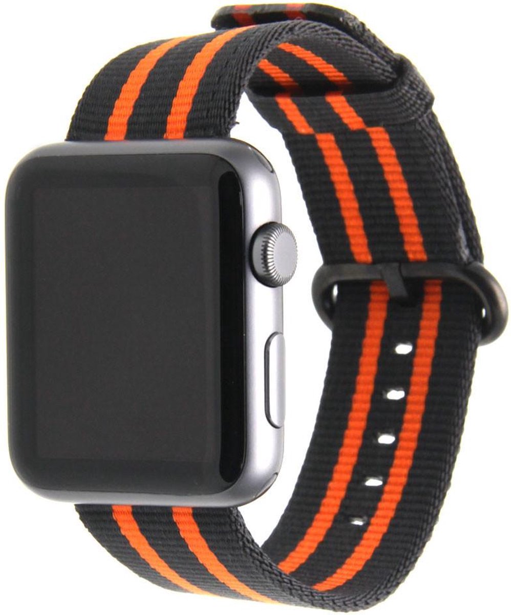 Nylon bandje voor de Geschikt voor Apple Watch 38mm 40mm Zwart Oranje voor Series...