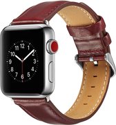 Leren Geschikt voor Apple Watch bandje met klassieke zilverkleurige gesp 42mm - 44mm Rood