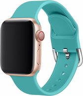 Geschikt voor Apple watch bandje silicone met D sluiting 42mm-44mm mint large