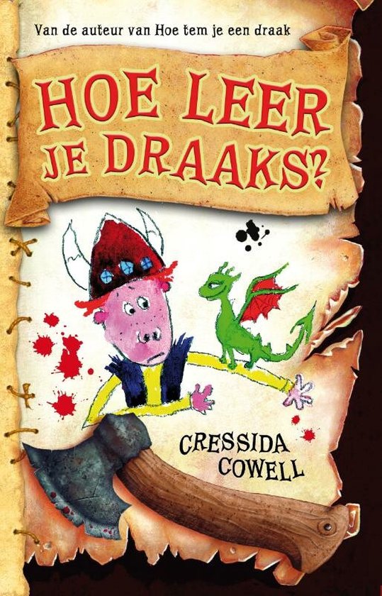 Couverture du livre 'Comment dresser un dragon ?' avec un garçon, un dragon vert et une hache.