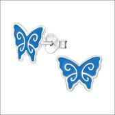Aramat jewels ® - 925 sterling zilveren oorbellen vlinder blauw 10mm