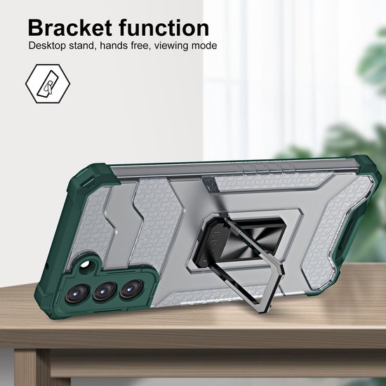 Coque Samsung S21 Plus transparente robuste Vert - Coque Samsung Galaxy S21 Plus Military Grade avec coque d'absorption des chocs magnétique automatique