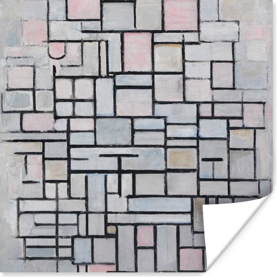 Foto: Poster compositie 6 piet mondriaan 50x50 cm