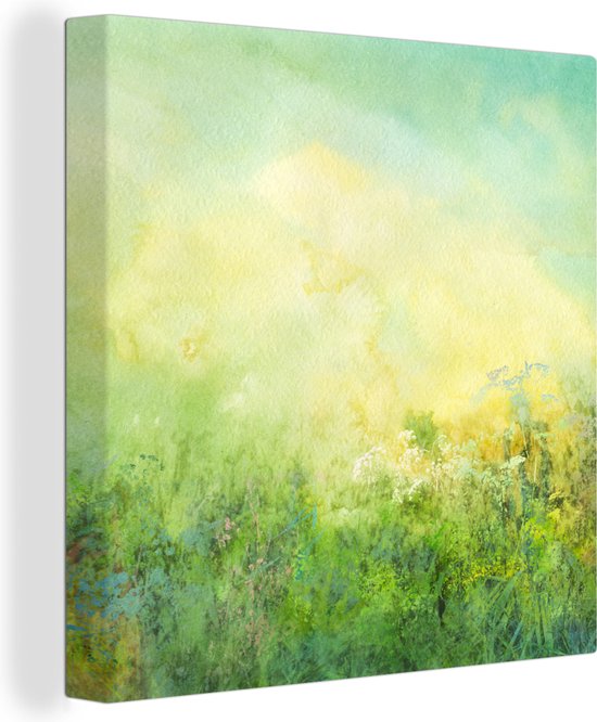 Peinture sur toile Herbe - Été - Peinture à l'huile - 50x50 cm - Décoration murale