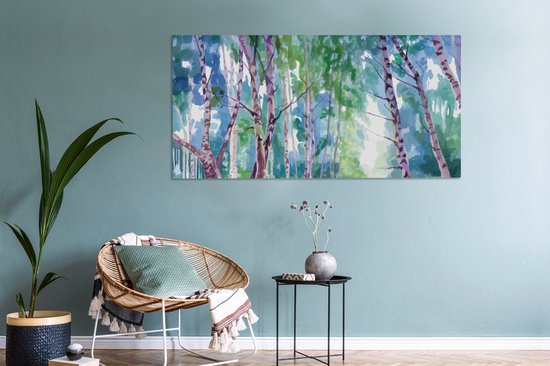 Toile Peinture Arbres - Couleurs - Été - 160x80 cm - Décoration murale