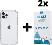 Crystal Backcase Transparant Shockproof Hoesje iPhone 12 Pro Max - 2x Gratis Screen Protector - Telefoonhoesje - Smartphonehoesje