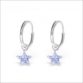 925 sterling zilveren oorringen hanger lila ster