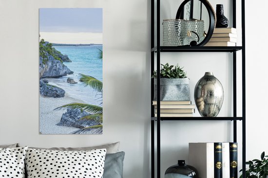 Tableau sur toile Tulum l'ancienne ville portuaire sur la mer des Caraïbes au Mexique - 40x80 cm - Décoration murale
