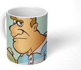 Mok - een dikke man met een rugbybal - 350 ML - Beker