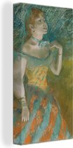 Canvas Schilderij The Singer in Green - Schilderij van Edgar Degas - 40x80 cm - Wanddecoratie