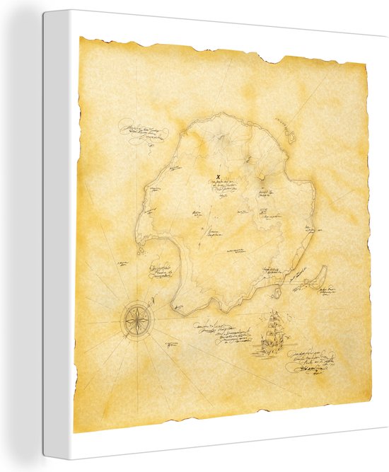 Carte Du Trésor Détaillée Et Réaliste Avec Des Navires, Des îles Et Des Points De Repère La