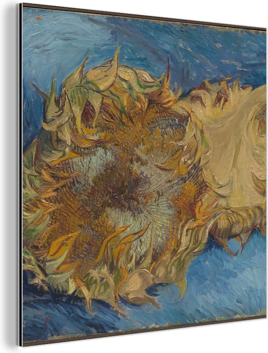 Wanddecoratie Metaal - Aluminium Schilderij Industrieel - Zonnebloemen - Vincent van Gogh - 50x50 cm - Dibond - Foto op aluminium - Industriële muurdecoratie - Voor de woonkamer/slaapkamer
