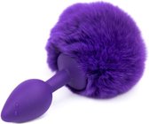 AfterDark - Butt Plug - Met Pompon - 7cm x 3cm - Size S - Paars