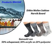 6-Paar Original Noorse Narvik Dikke Wollen Sokken in Zwart en Grijs Kleuren 43-45