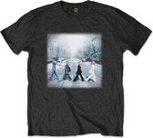 The Beatles - Abbey Christmas Heren T-shirt - M - Zwart