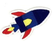 Raket Rocket Strijk Embleem Patch 4.1 cm / 7 cm / Blauw Rood Geel