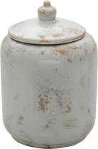 Decoratieve Pot Ø 15*21 cm Grijs Keramiek Rond Pot met Deksel Voorraadpot