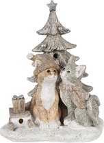 Kerstdecoratie Beeld Katten 12*10*16 cm LED Grijs, Beige, Wit Kunststof Decoratief Figuur Decoratieve Accessoires Kerstdecoratie voor Binnen