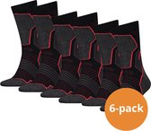 HEAD Wandelsokken - Hiking Crew sokken - 6-paar wandel sokken Unisex - Black/Red - Maat 39/42