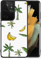 GSM Hoesje Geschikt voor Samsung Galaxy S21 Ultra Mobiel TPU Hardcase met Zwarte rand Banana Tree