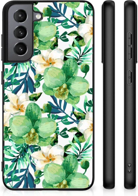 Coque Samsung Galaxy S21FE Silicone Back Cover avec Bord Noir Orchidée  Verte | bol.com