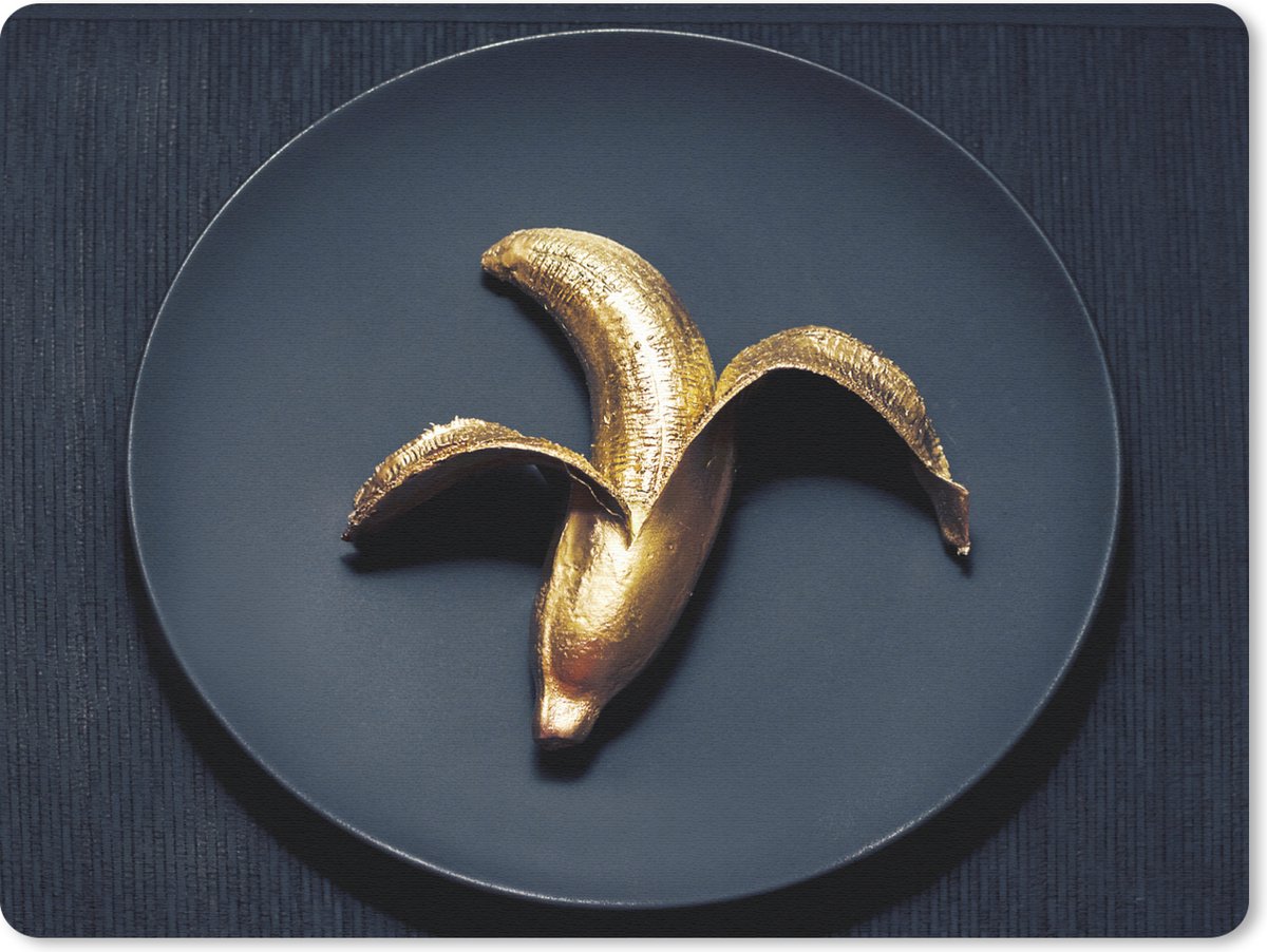 Muismat - Mousepad - Gouden banaan op een donkere achtergrond - 23x19 cm