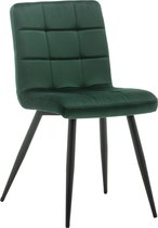 IN.HOMEXL – Bastion Square - Groen - Eetkamerstoel met zonder armleuning - Fluweel Stoel - Eetstoelen - Velvet Eetkamerstoel - Metaalpoot - Fluweel Stoelen - Eetkamerstoel set van 4