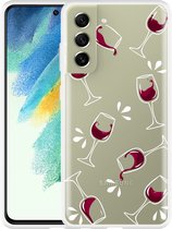 Hoesje Geschikt voor Samsung Galaxy S21 FE Wine not?